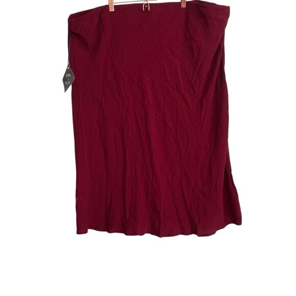 Ava & Viv NWT Elastic Waist Pull On Midi A-Line Skirt Burgundy Size Plus 3X - Picture 6 of 6
